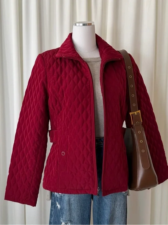 Gallery Burgundy Quilted Jacket Size Medium Full Zip. - Picture 4 of 13